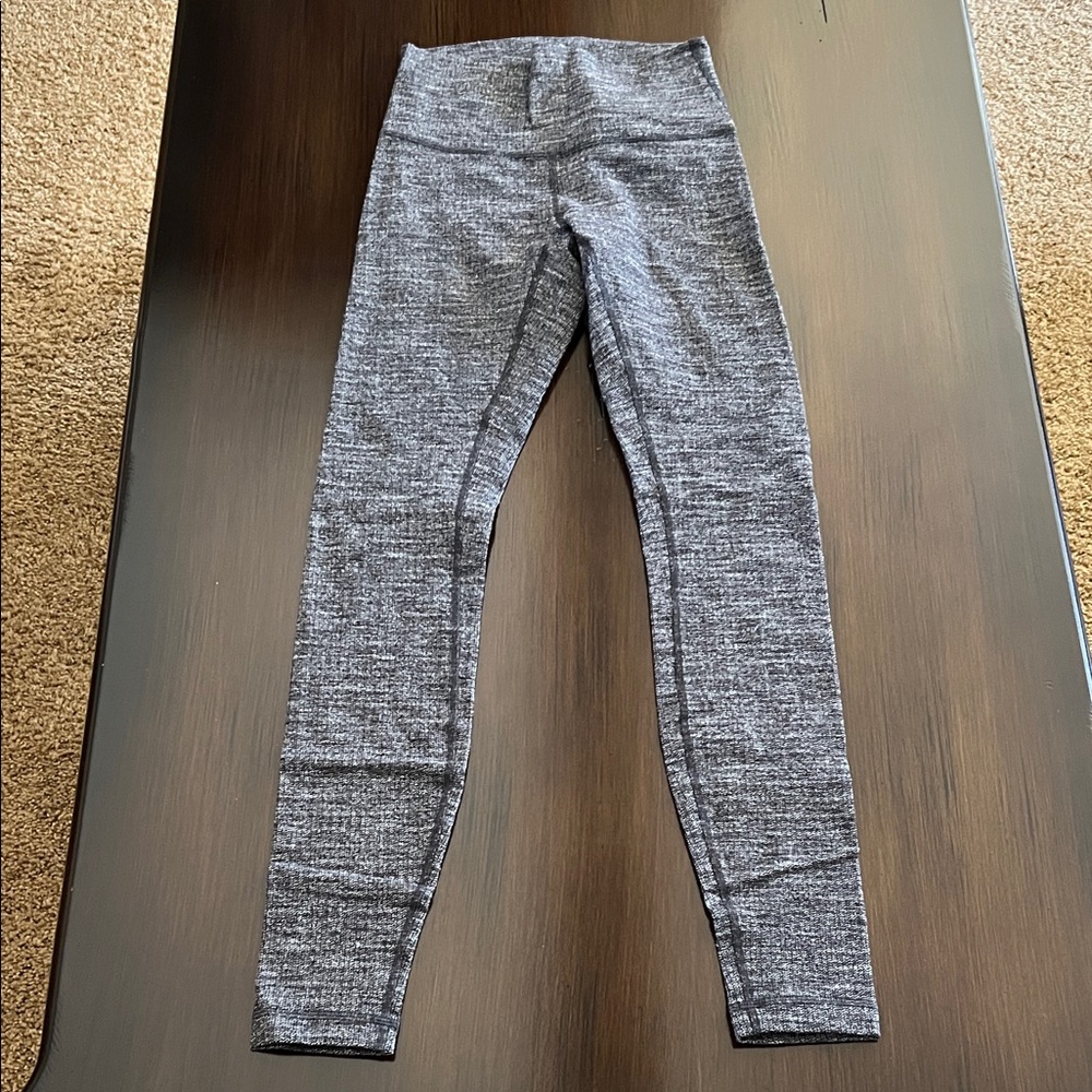 Lululemon Brushed Gray and White Tights Size 4